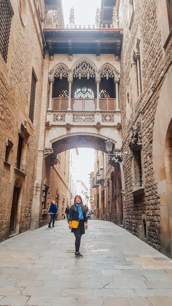 A photo of the Gothic Quarter and its beautiful cobblestone streets.