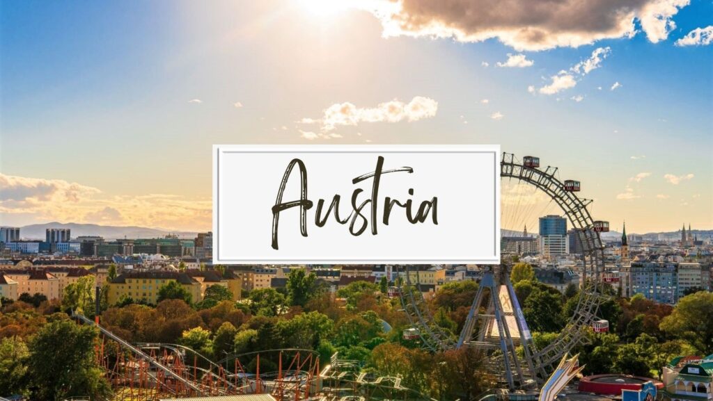 An arial shot of Prater Park in Vienna Austria showcasing the giant Ferris wheel