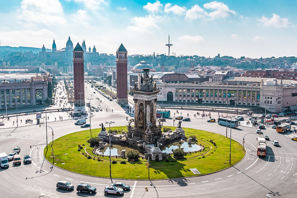 Arial view of Plaça d’Espanya.