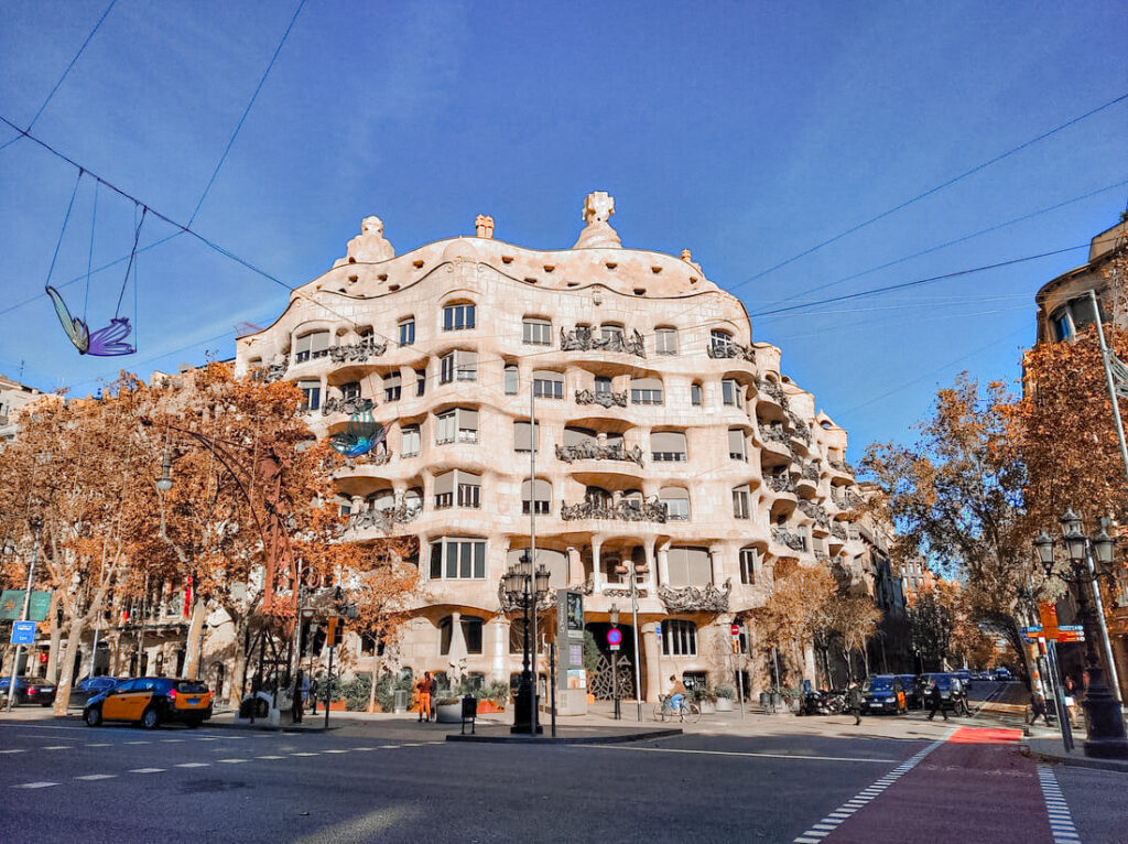 A photo of casa mila and the streets of Barcelona