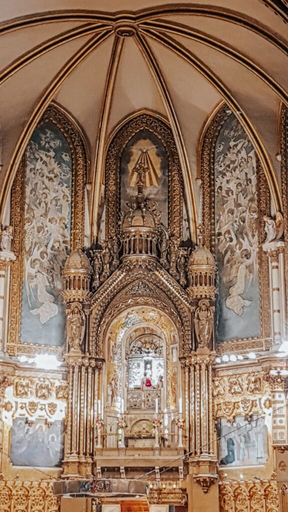 The beautiful interior of the Montserrat Basilica.