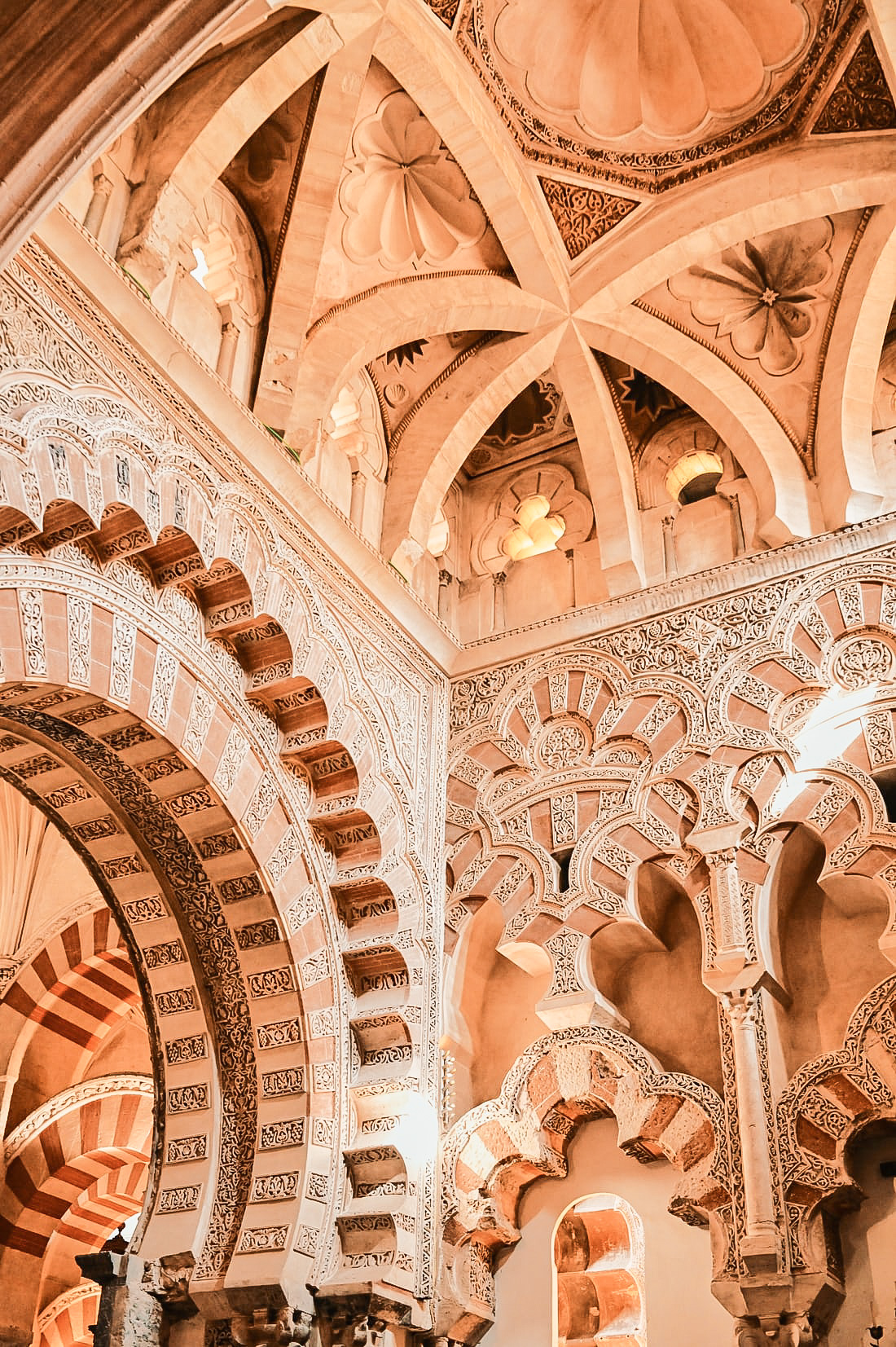 Brown concrete interior walls with beautiful carvings. one of the top tourist attractions in Spain.
