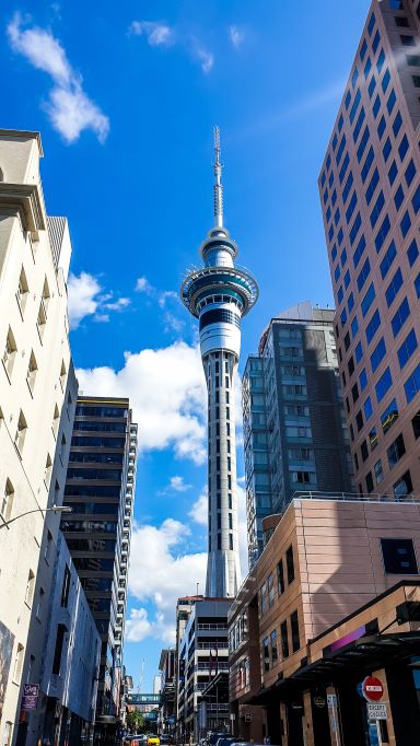 tall concrete building with a tall tower in the middle during day time. one of the top attractions in New Zealand