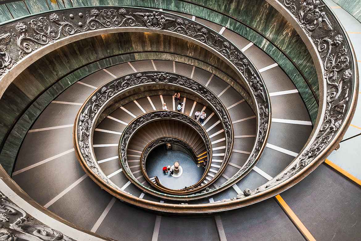 arial view of spiral staircase