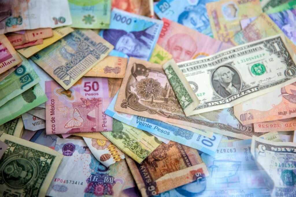 Colorful notes of money from across the world