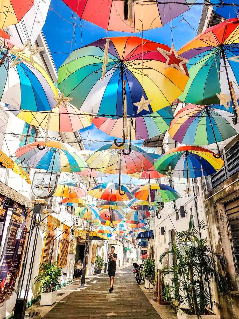 colorful umbrellas in walkway