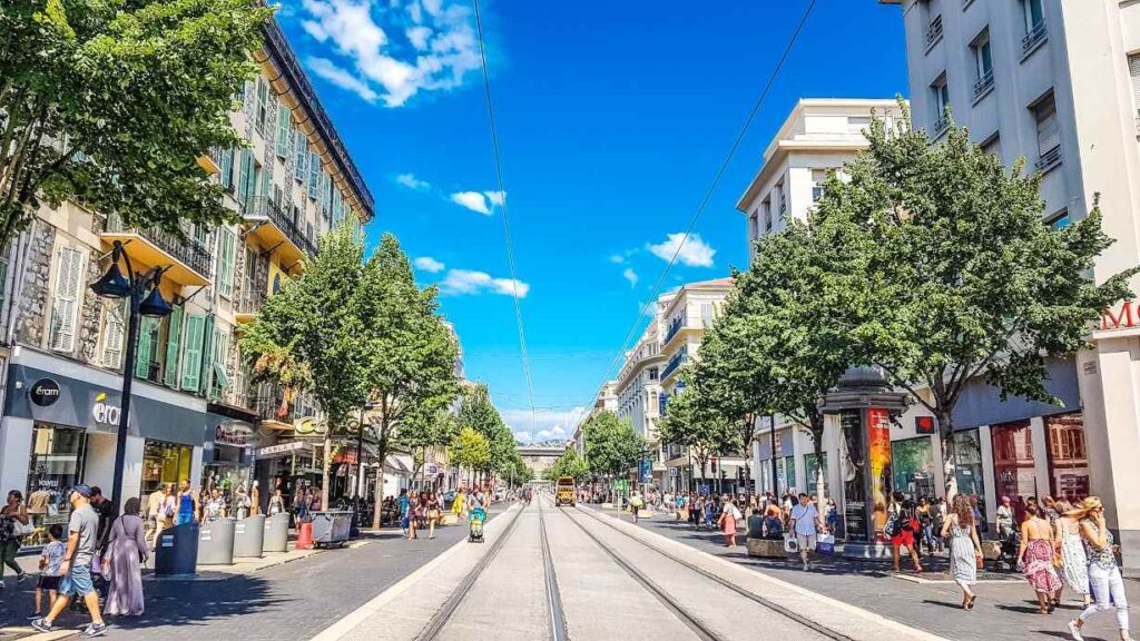 Street with tram tracks during day time